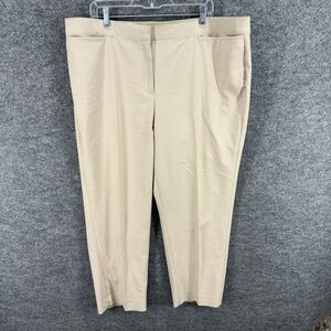 Ruby Rd. Dress Pants Women 20W Plus Beige High Rise Pleated Tapered Cotton